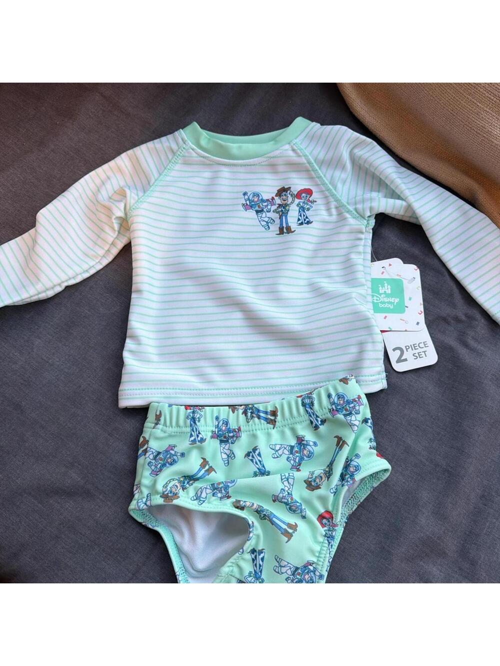 Disney Kid's Green and Multi Swimsuit-one-piece